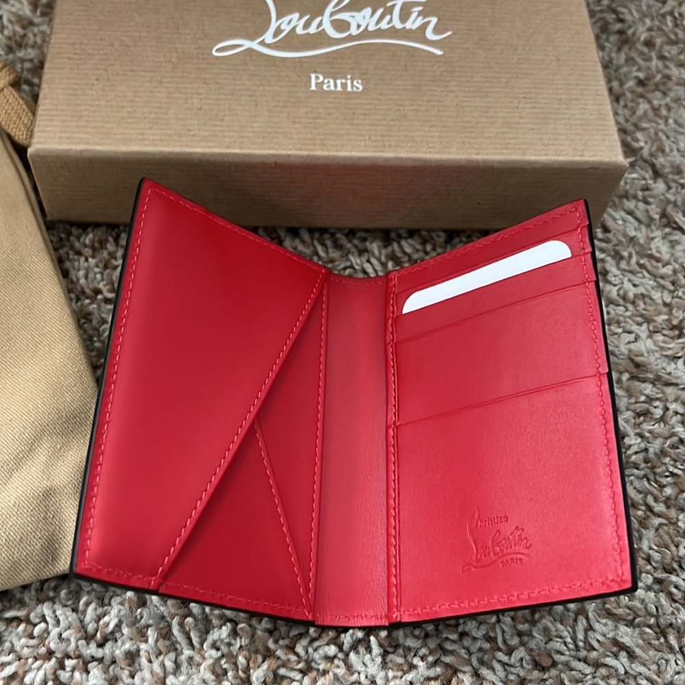 Christian Louboutin - Men's M Sifnos Leather Spike Bifold Card Holder - Navy - Picture 5 of 8
